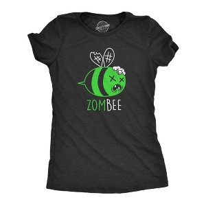 Womens Zombee T Shirt Funny Zombie Halloween Bumble Bee Novelty Graphic Tee - Crazy Dog Women's T Shirt - 1 of 4