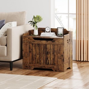 24.8" Toy Chest for Boys Girls, Kids Wood Large Toy Box, Storage Bench with Safety Hinge,Storage Trunk for Entryway, Living Room, Bedroom, Playroom - 1 of 4