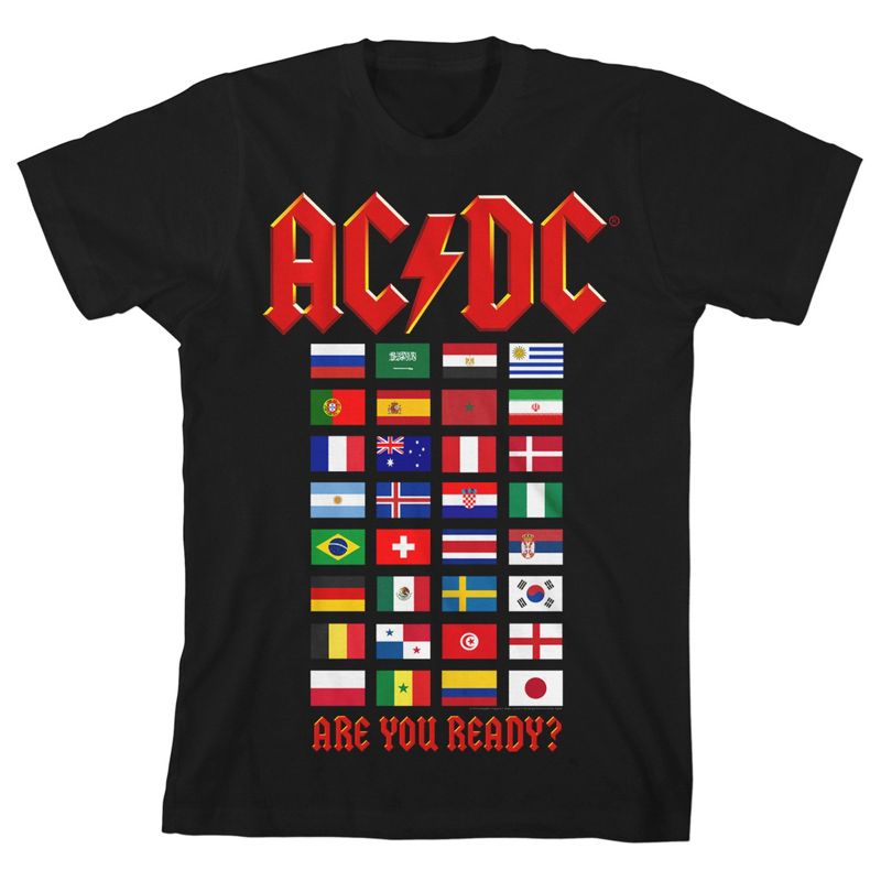 ACDC World Tour Flags Youth Black T-shirt, 1 of 4