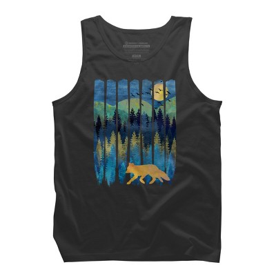 Men's Design By Humans Fox Forest Night By Maryedenoa Tank Top