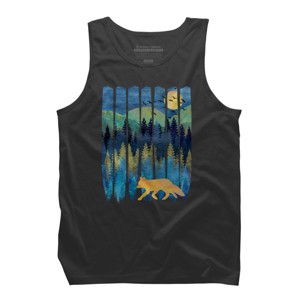 Men's Design By Humans Fox Forest Night By Maryedenoa Tank Top - 1 of 3