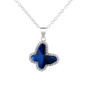 Sterling Silver Halo Butterfly Necklace with crystals from Swarovski - 1 of 4