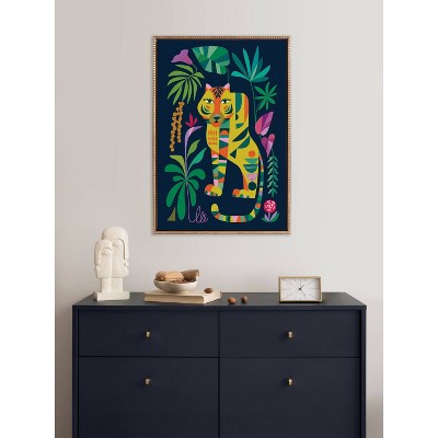 Colorful Mid-Century Tiger in Forest Canvas Art, 23" x 33"