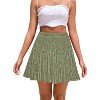 Women's Boho Chiffon Mini Skirt - Summer Tiered A-Line with Pleated Flowy Hem Green-yellow and Red Floral - 3 of 4