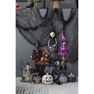 Whisen Fabric Standing Gnome W/Orange Banner & Spring Body, Halloween Decoration