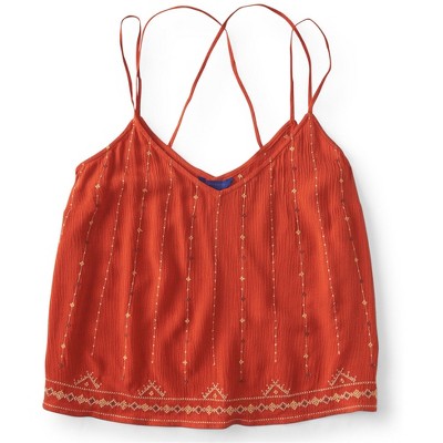 Aeropostale Womens Textured Cross-Lace Tank Top