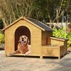 Wooden Dog House, Dog Crate For large dog breeds, Cabin Style Raised Dog Shelter with Asphalt Roof - 4 of 4