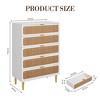 Rattan 5 Drawer Dresser for Bedroom, Chest of Drawers with Deep Drawers, Large Double Dresser for Closet with Wide Top, Tall Wooden Dresser - 2 of 4