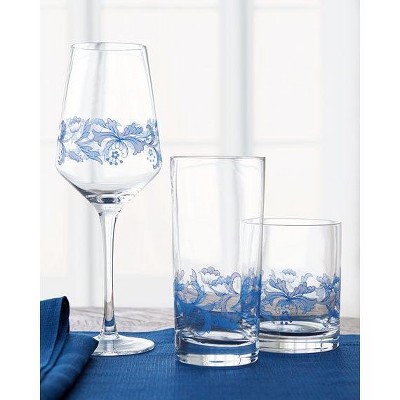 Spode Blue Italian Double Old Fashioned Glasses, 14 oz, Set of 4