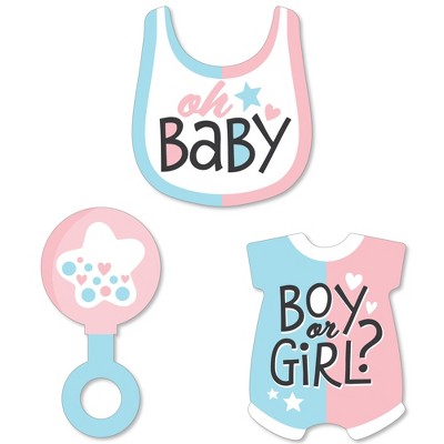 Big Dot of Happiness Baby Gender Reveal - DIY Shaped Team Boy or Girl Party Cut-Outs - 24 Count