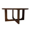 HomeRoots 36" Brown Solid Wood Round Cross Legs Coffee Table - 4 of 4