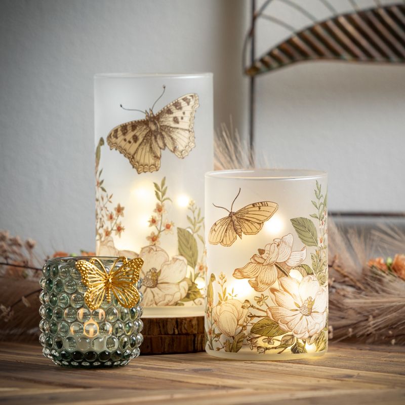 3.5" Glass Butterfly Votive Holders - Set of 2, Multicolor, 4 of 6