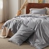 3 Pieces Linen Soft & Cozy Duvet Cover Linen Cotton Blend Bedding Set Tropical Plants Beige Color Cooling Bedding - 2 of 4