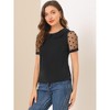 INSPIRE CHIC Women's Vintage Peter Pan Collar Puff Polka Dots Mesh Short Sleeve Blouse - 4 of 4