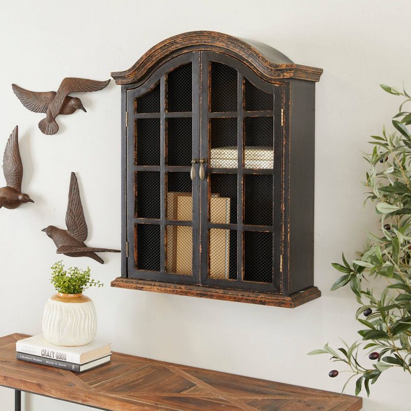  28"x22" Traditional Wood Wall Shelf with Arched Shutter Doors - Olivia & May, 2 of 8