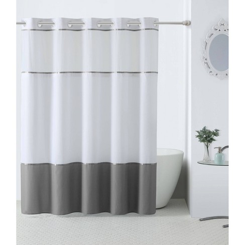 Windstar Shower Curtain With Liner Gray, Hookless 3 In 1 Shower Curtain