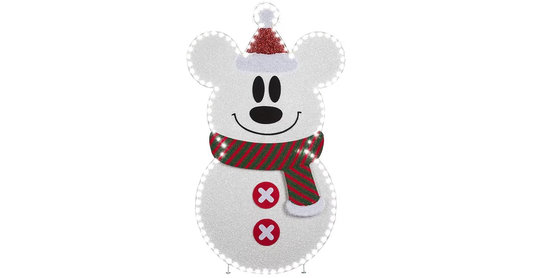 Disney 44-inch Flat-Tastics Mickey Mouse as Snowman Pre-lit LED Christmas Yard Decor