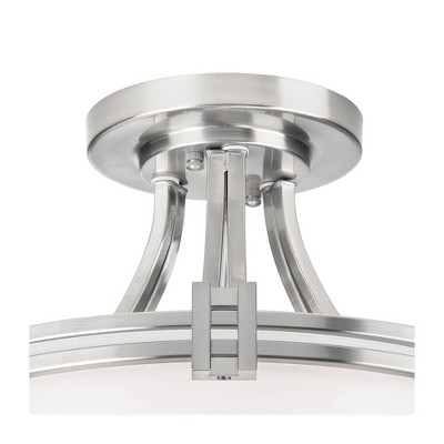 Brushed Nickel and White Glass Bowl Ceiling Light