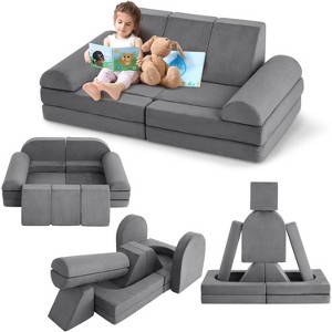 10-Piece Modular Kids Play Couch Set, Machine Washable Covers with High Resilience Foam, Creative Play Furniture for Children - 1 of 4