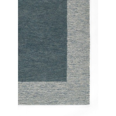 Handmade Blue Wool Runner Rug with Cotton Backing