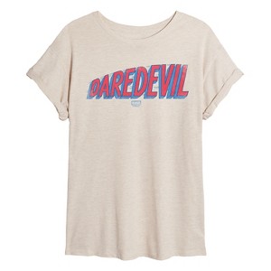 Women's - Marvel - Daredevil Logo Tonal Washed Oversized Graphic T-Shirt - 1 of 4