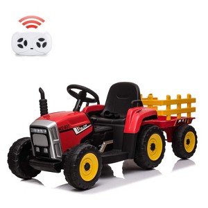 12V 25W/35W Ride On Tractor with Trailer & Remote Control, LED Headlights, Toddler Electric Car, Speed 5mph, 3-6 Years - 1 of 4