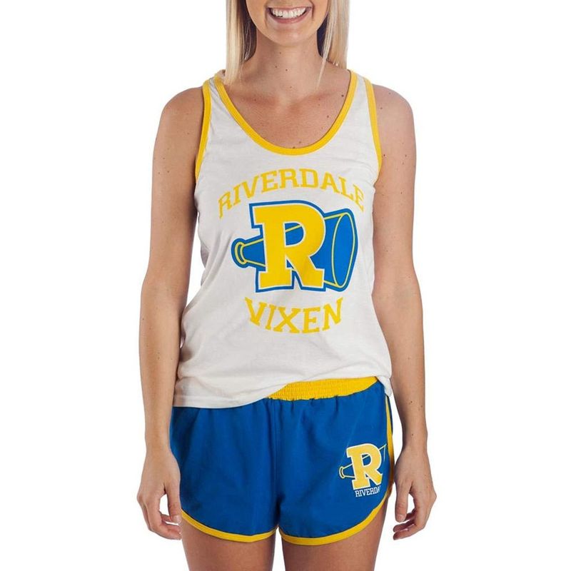 Riverdale Juniors' Riverdale Vixens Tank and Short Set Pajama Loungewear, 1 of 5