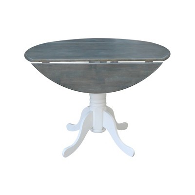 Heather Gray & White 42" Round Wood Extendable Dining Table