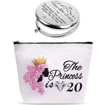 DORADREAMDEKO 20th Birthday Gifts Cosmetic Bag & Mirror for Girls - White