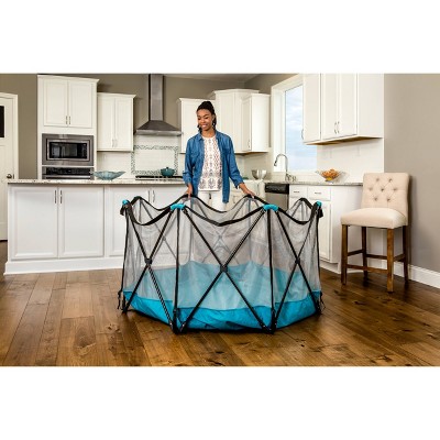 Aqua Blue Steel Portable Indoor/Outdoor Play Yard