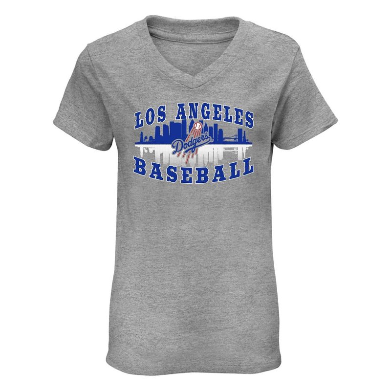 MLB Los Angeles Dodgers Girls&#39; V-Neck T-Shirt, 1 of 2