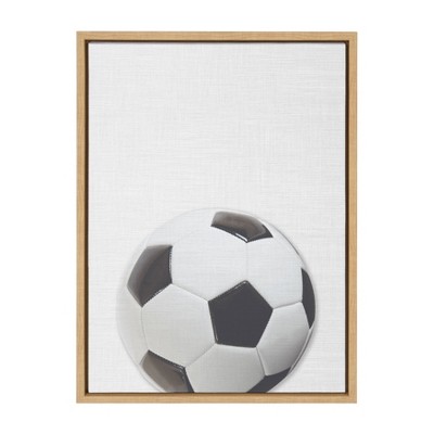 18" x 24" Sylvie Color Soccer Ball Portrait Framed Canvas Natural - DesignOvation