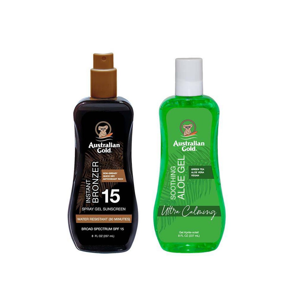 Photos - Sun Skin Care Australian Gold SPF 15 Spray Gel with Bronzer & Soothing Aloe - 2ct/16 fl oz 