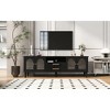 68.9" TV Stand with Fluted Glass Doors and Five Solid Wood Legs for TVs with Cable Management and Adjustable Leg Height for Living Room - 4 of 4