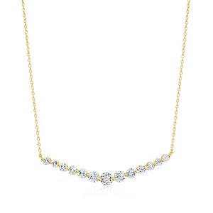Ross-Simons 2.60 ct. t.w. CZ Curved Bar Necklace in 18kt Gold Over Sterling Size 16 - 1 of 3