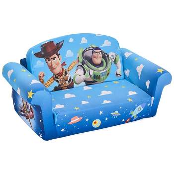 Marshmallow Furniture Kids  Toy Story 2-in-1 Flip Open Comfortable Foam Compressed Lounging Sofa Chair and Extendable Sleeper Bed