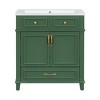 VYNXARIA 30'' Bathroom Vanity with Resin Sink - Solid Wood Frame, Retro Green Design - 3 of 4