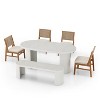 Christopher Knight Home Adair Modern 6-Piece Patio Concrete Terrazzo Dining Set with Wicker Dining Chairs - 2 of 4