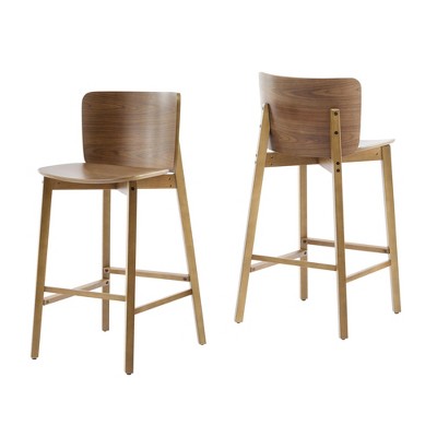 Dsvimoy Counter and Bar Stool Wooden Barstool with Walnut Finish for Indoor Seating, Brown, 40.25"*22"*10"