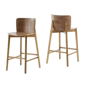 Dsvimoy Counter and Bar Stool Wooden Barstool with Walnut Finish for Indoor Seating, Brown, 40.25"*22"*10" - 1 of 4