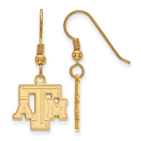 Black Bow Jewelry 14k Yellow Gold Plated Sterling Silver Texas A&M Aggies NCAA Dangle Earring - image 1 of 3