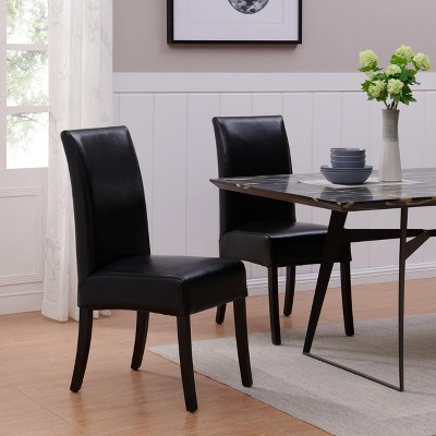 Parsons 24" Black Wood Side Chair with Padded Back