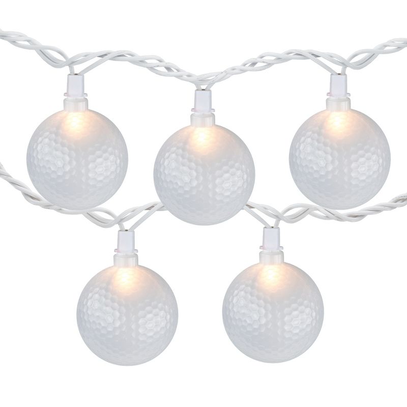 Northlight 10-Count Golf Ball Patio Light Set, 6ft White Wire, 1 of 6
