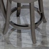 24" Counter Height Backless Swivel Stool with Fabric Seat and Weathered Finish, Solid Hardwood Frame for Kitchen or Bar - 3 of 4