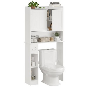 Over The Toilet Storage Cabinet with 2 Barn Door, Toilet Paper Holder & Open Shelves - 1 of 4