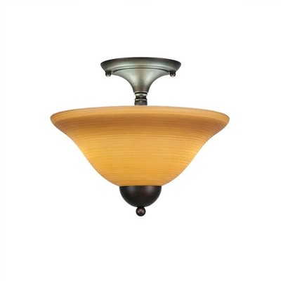 Toltec Lighting Any 2 - Light Flush Mount in  Bronze with 12" Cayenne Linen Shade