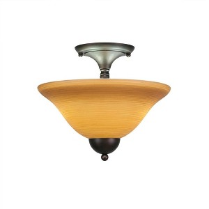 Toltec Lighting Any 2 - Light Flush Mount in  Bronze with 12" Cayenne Linen Shade - 1 of 1