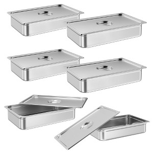 6 Pack Full Size Hotel Pan Steam Table Pan, [NSF Certified] Catering Food Pan Commercial Stainless Steel 2.5 Inch Deep Anti-Jamming - 1 of 4