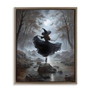 Stupell Industries Witch in Moonlit Forest Floating Frame Canvas Art - 1 of 4