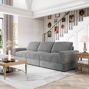ATJafurn Corduroy Sectionals Sofa, Modern Modular Upholstered Loveseat Couch with Square Arm and Deep Seat for Living Room - 1 of 4